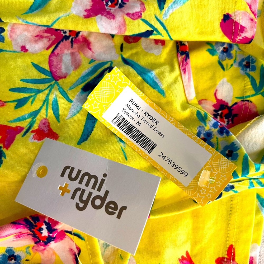 Rumi and Ryder Manisha Tiered Dress/ girls M(8-10)/ yellow floral sun dress - Picture 3 of 3